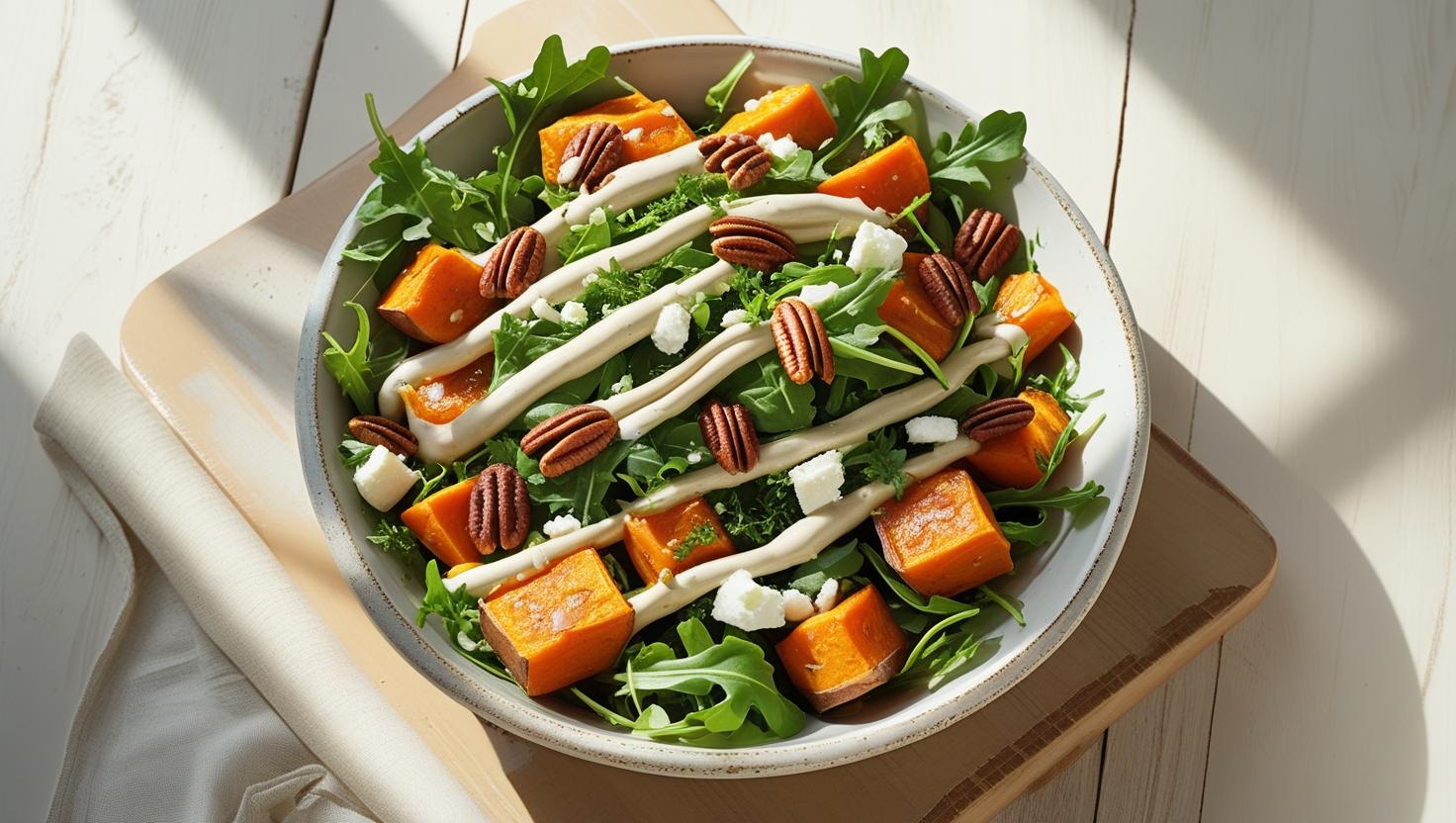 Maple Sweet Potato Salad with Whipped Tahini