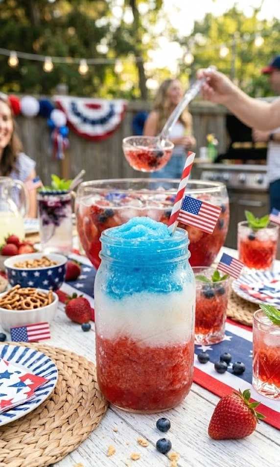 frozen red white and blue slush