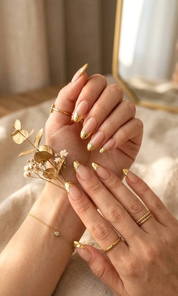 gold foil french tips