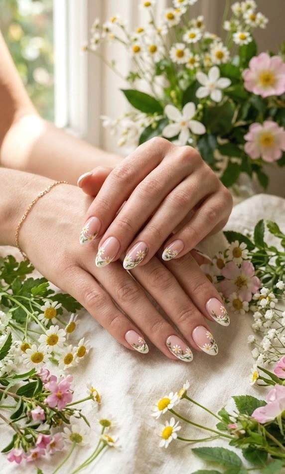 floral french manicure