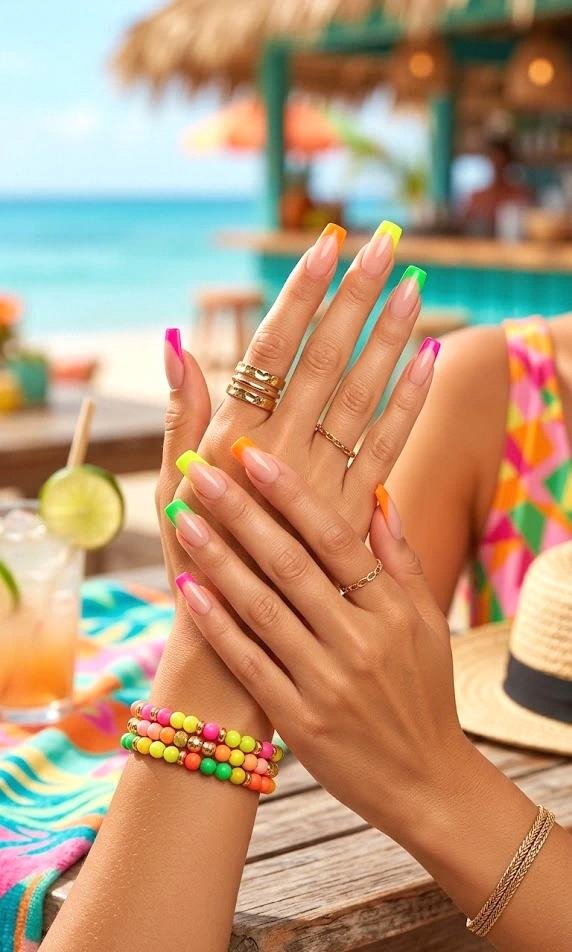 neon french tips