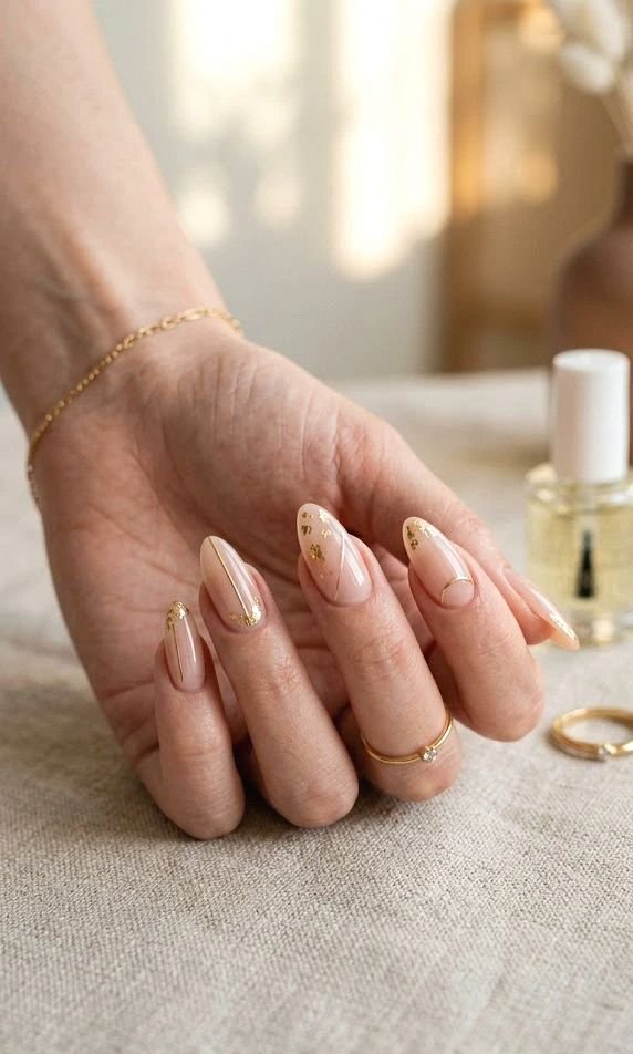 minimalist gold summer nails ✨