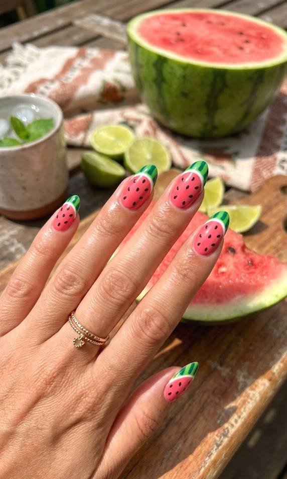 watermelon slice nails 🍉