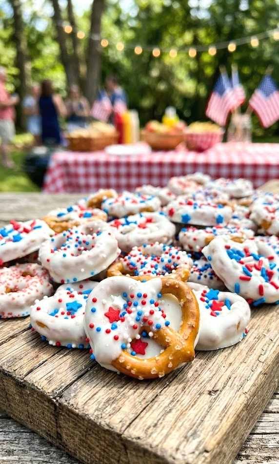 red white and blue pretzel bites