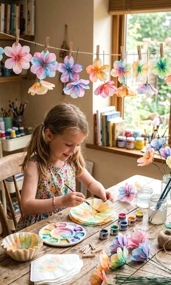 watercolor coffee filter flowers
