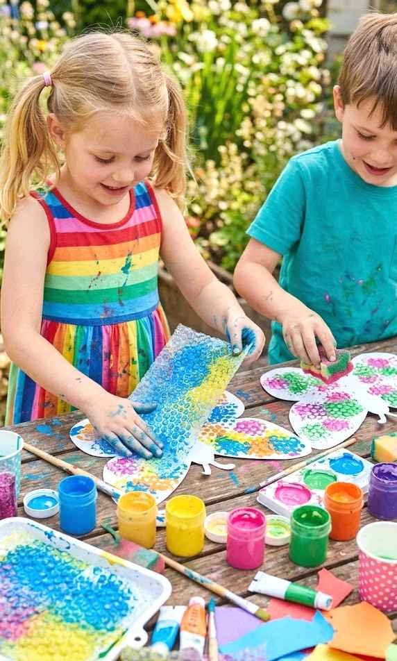 bubble wrap painted butterflies