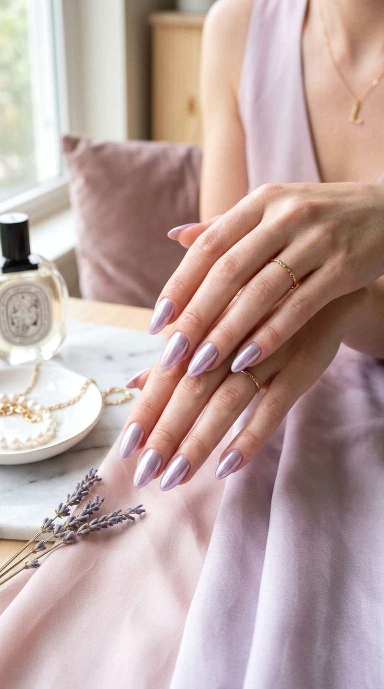 lavender chrome nails