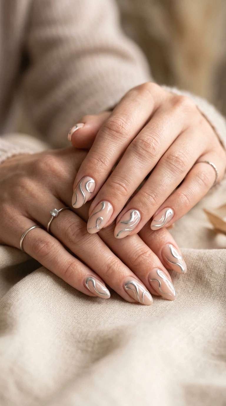 chrome swirl nail art