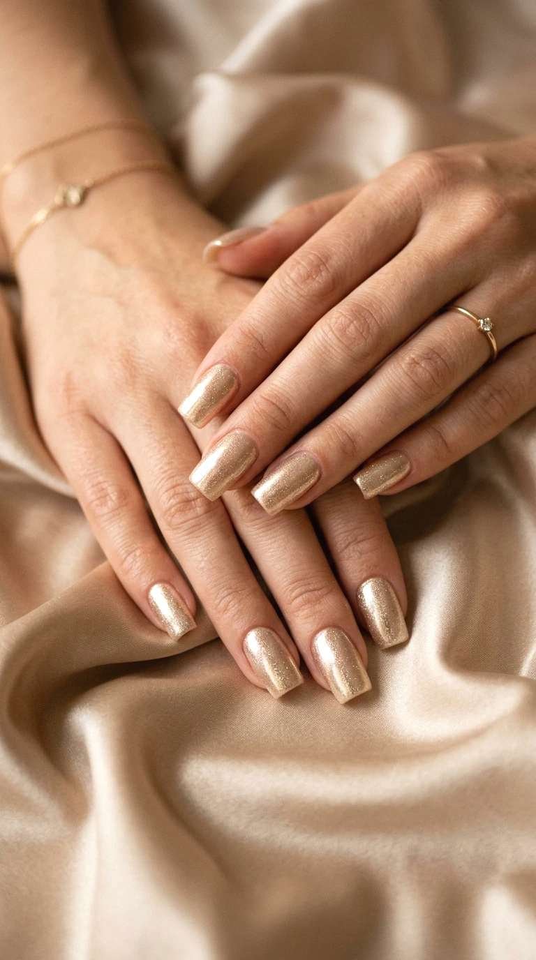 champagne chrome nails