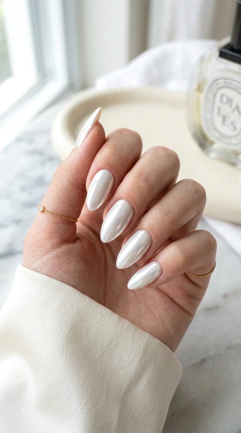 white chrome nails