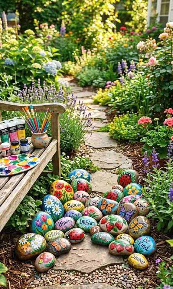 painted rock garden markers
