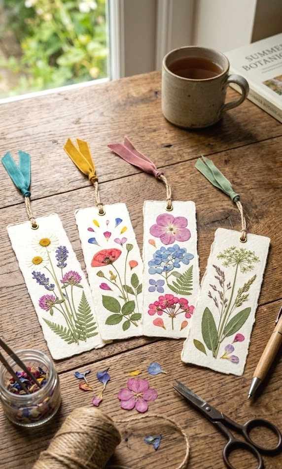 pressed flower bookmarks