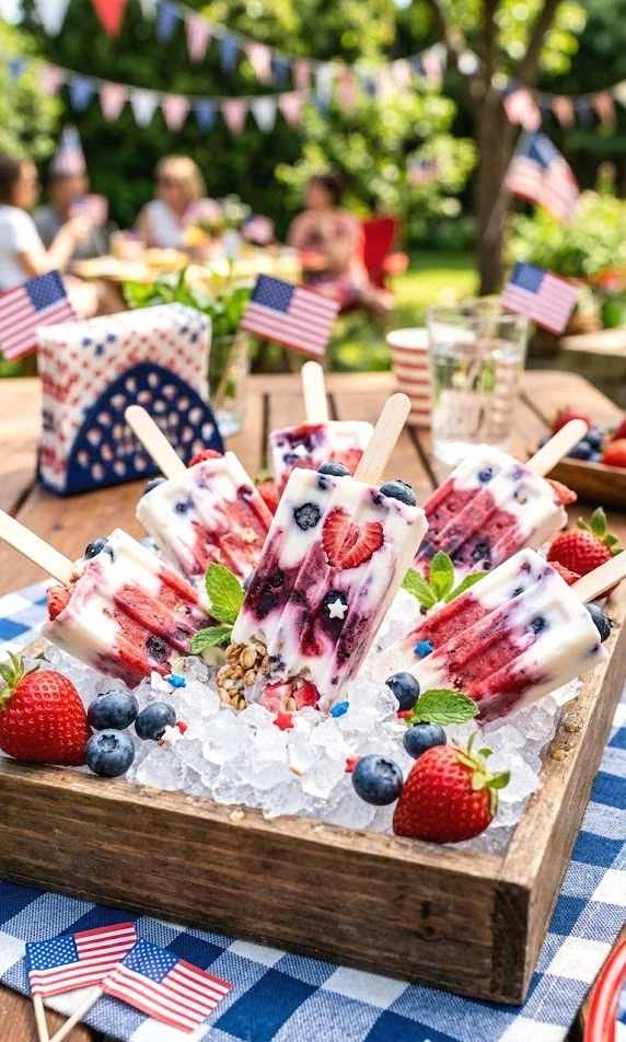 berry yogurt popsicles