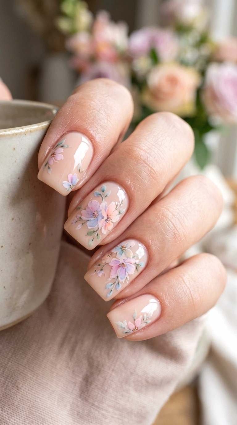 watercolor bloom nails