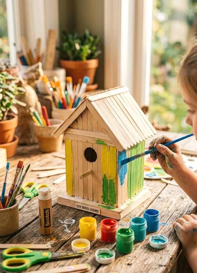 popsicle stick birdhouse