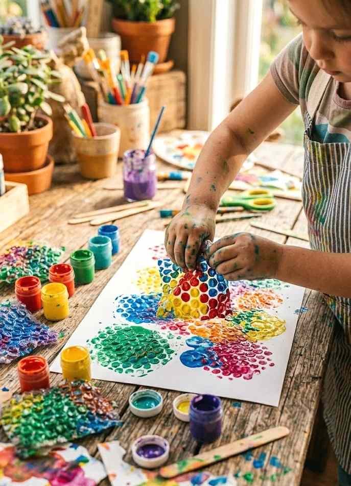 bubble wrap painting