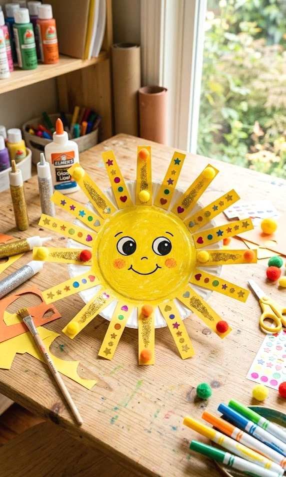 paper plate sunshine faces ☀️