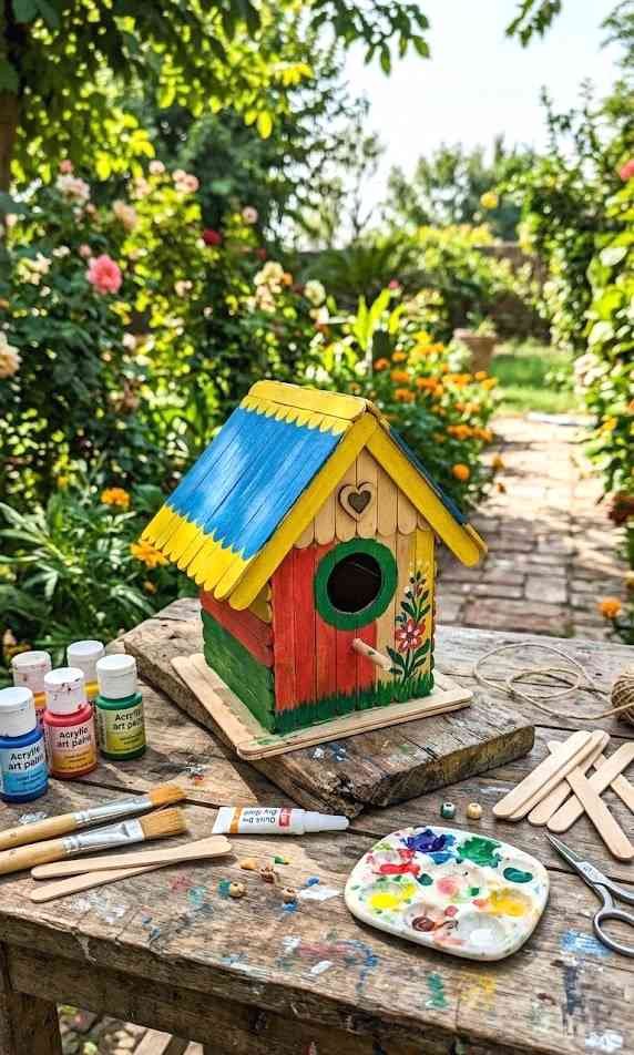 popsicle stick birdhouses