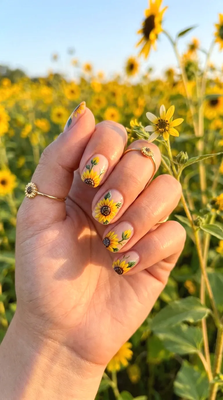 sunflower nail design