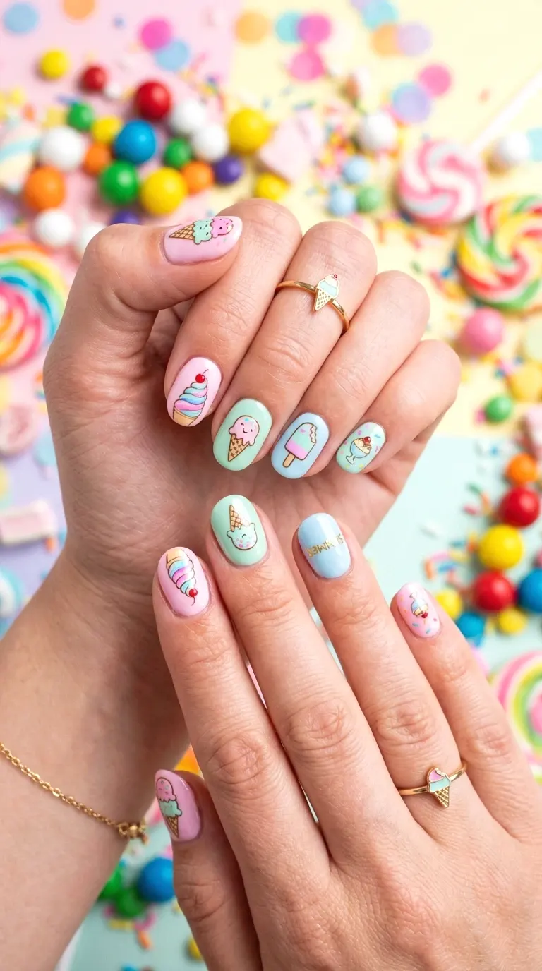 ice cream inspired nails