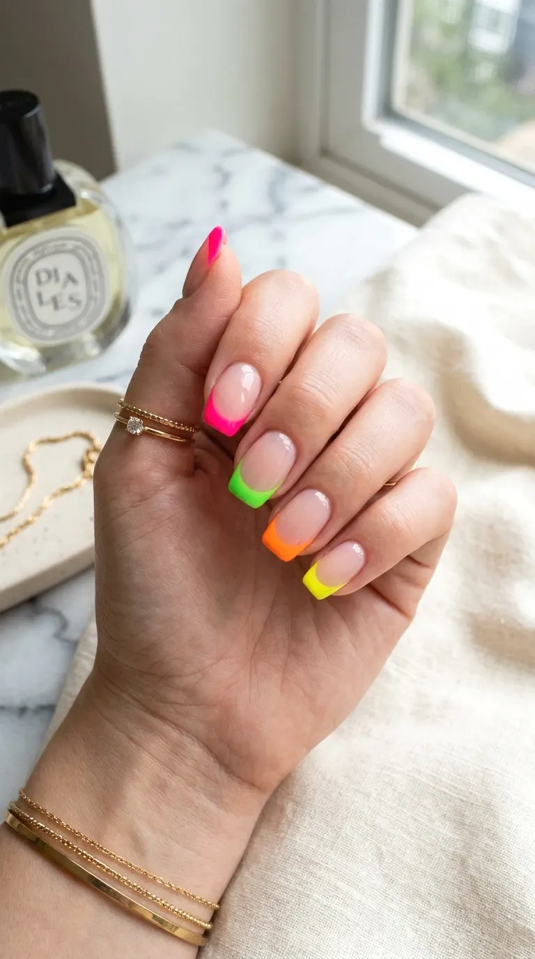 neon french tips