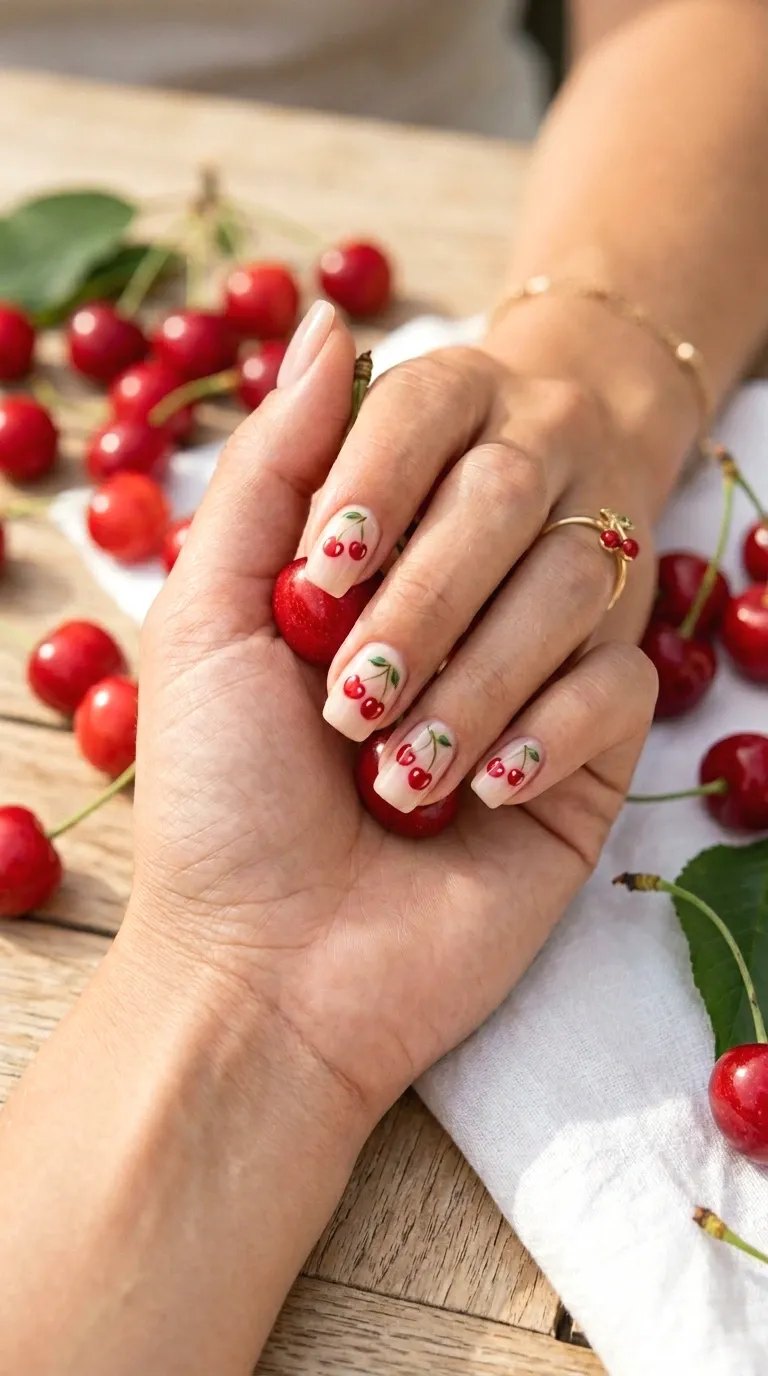 cherry nail art