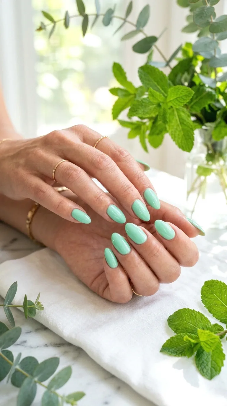 mint green nails
