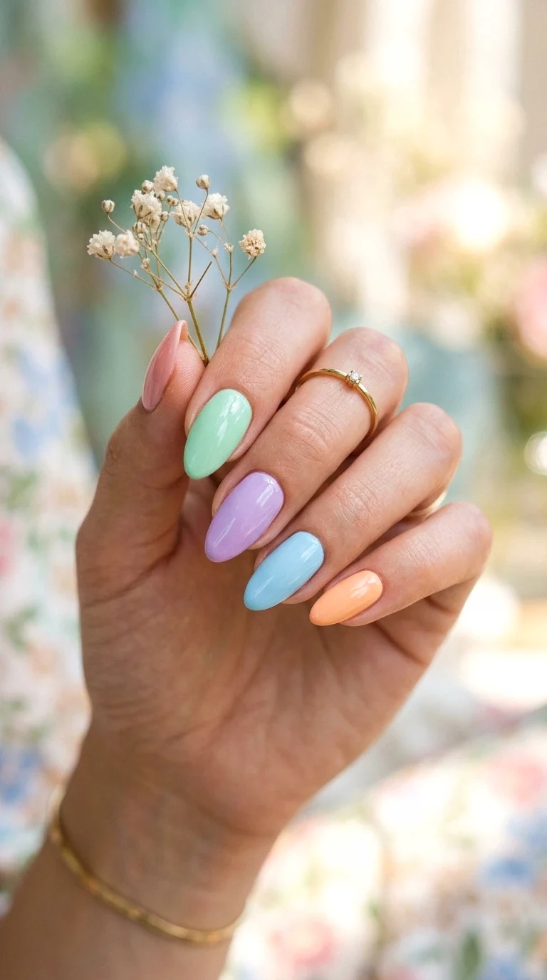 pastel rainbow nails