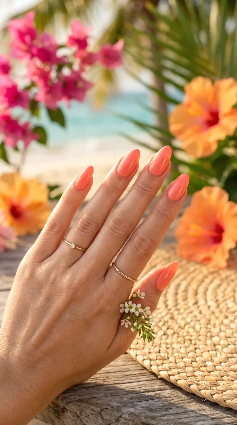 peachy coral nails