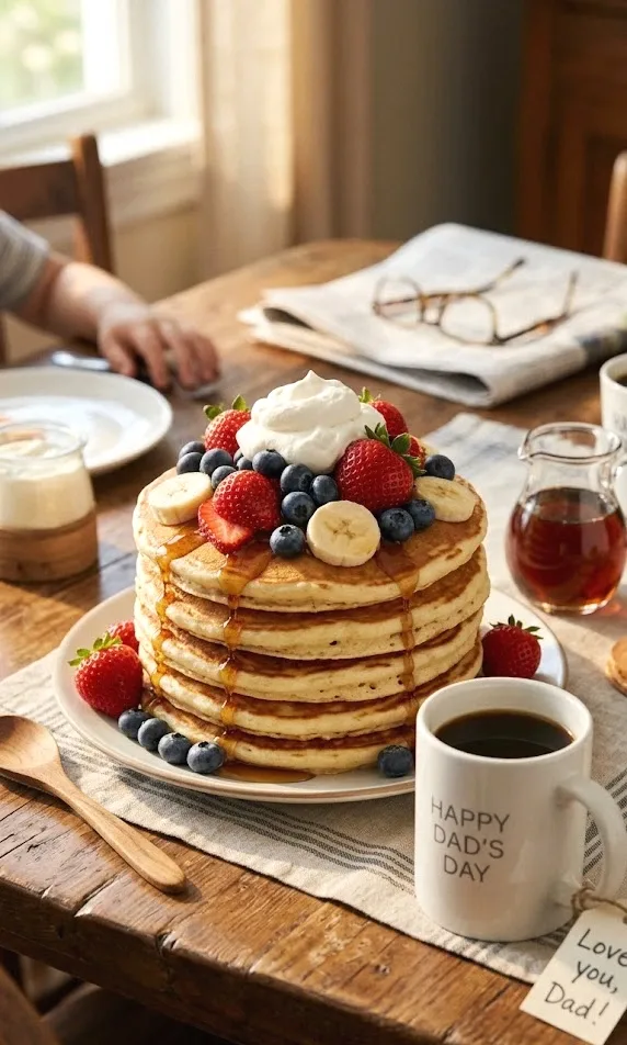 father's day pancake stack
