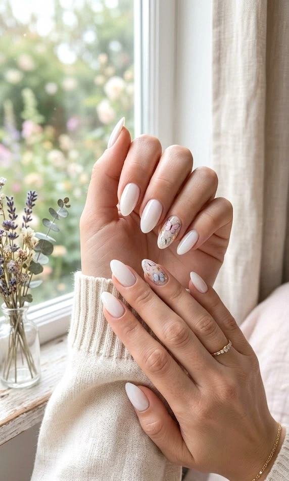 butterfly accent nails